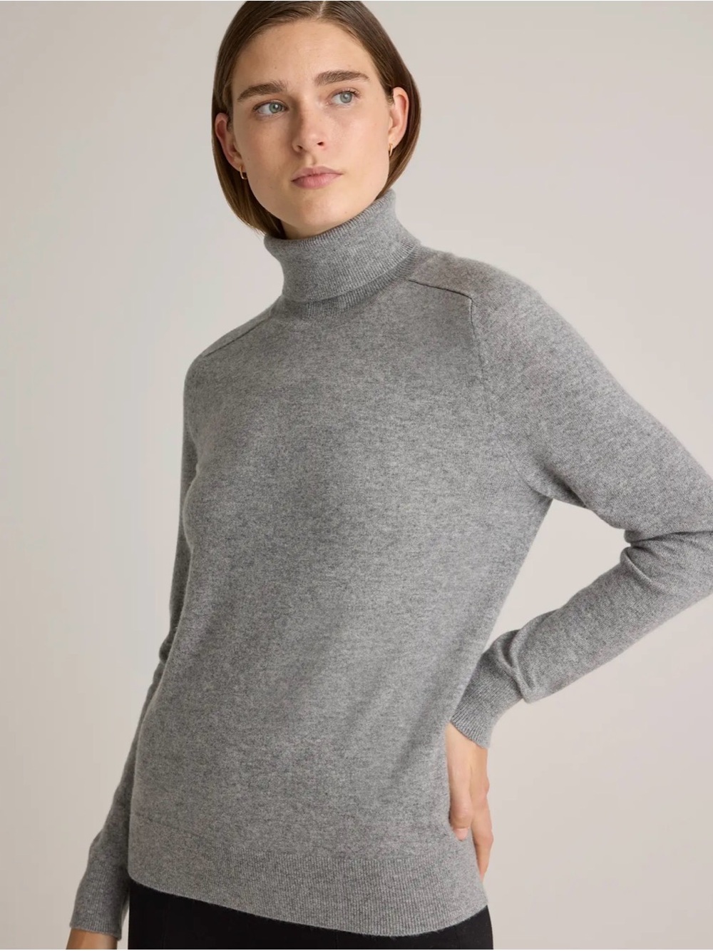 Quince Mongolian Gray Cashmere Turtleneck Sweater - Women's